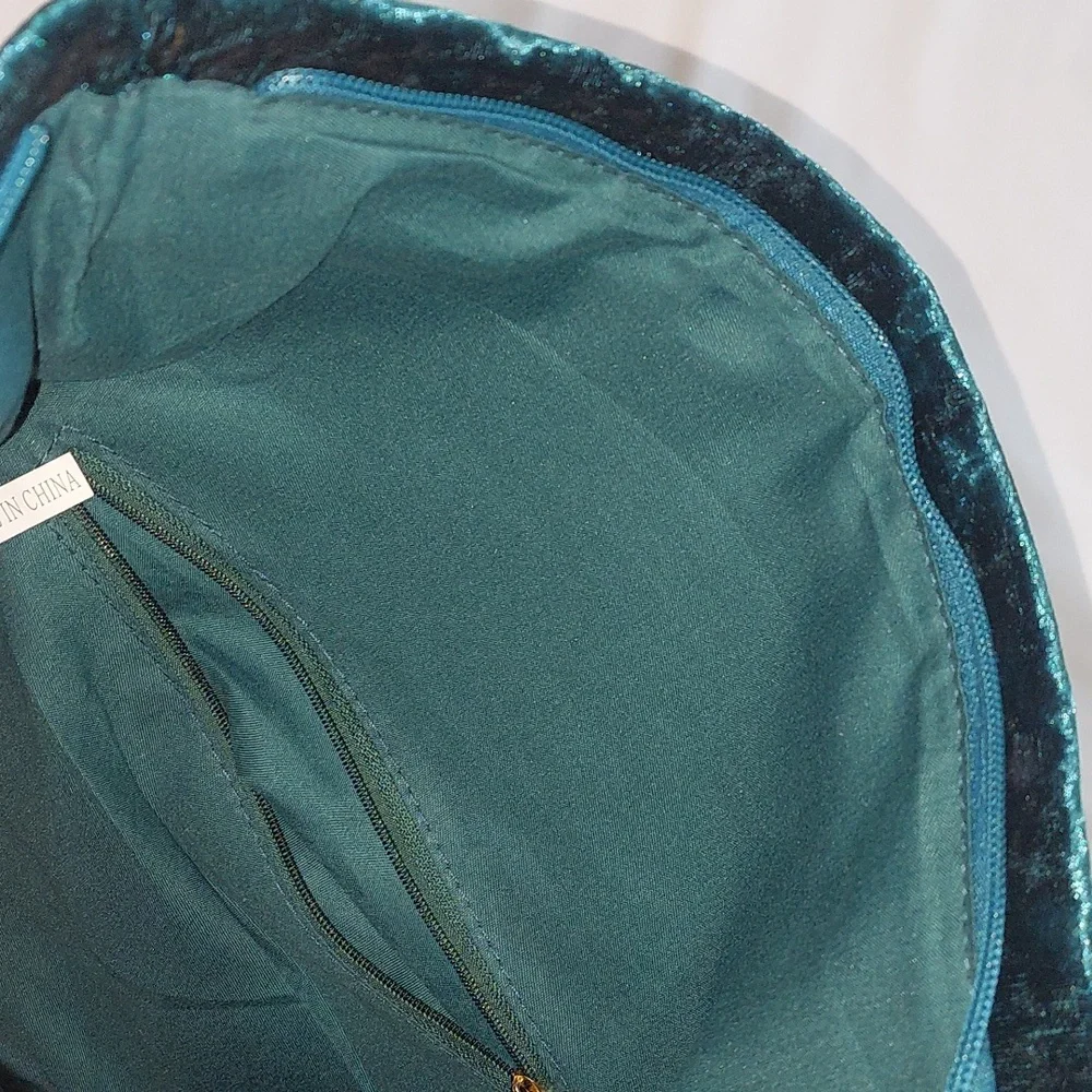 Teal Velvet Clutch Bag.Very Good Condition.